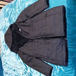 The North Face long reversible hooded jacket.